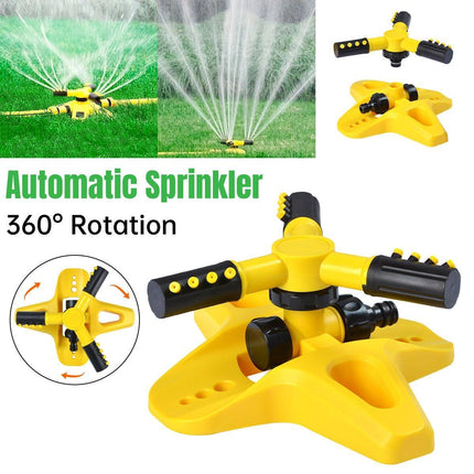 360 Degree Rotating Yellow Sprinkler Automatic Lawn Garden Watering System Villa