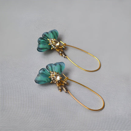 Fashion Vintage Green Fluttering Butterfly Earrings Elegant Jewelry for Women