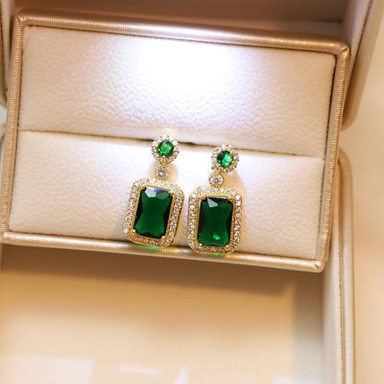 Vintage Paraiba Tourmaline Emerald Gemstone Earrings Ring Necklace Women Gift - Aimall