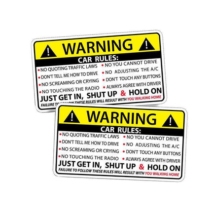 2X Vehicle Rules Visor Warning Sticker Funny Car For JDM Truck Humor Hoon - Aimall