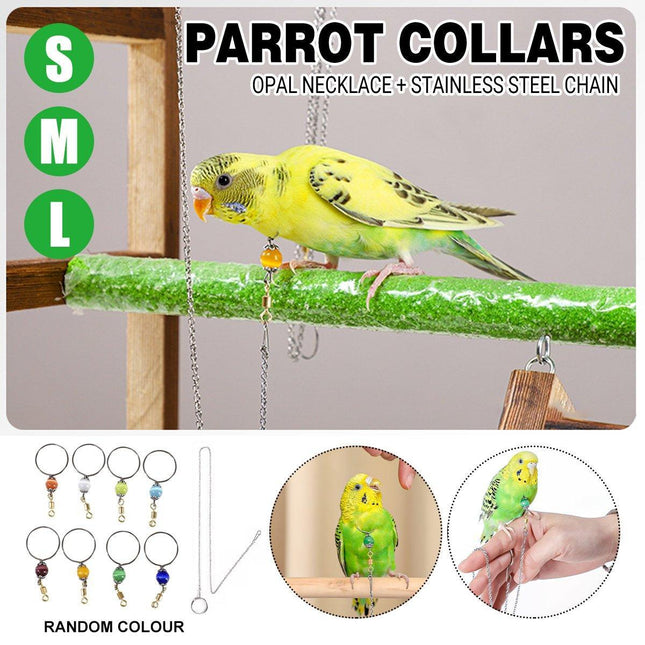Parrot Neck Collar Stainless Steel Bird Chain Training Adjustable Bird Leash