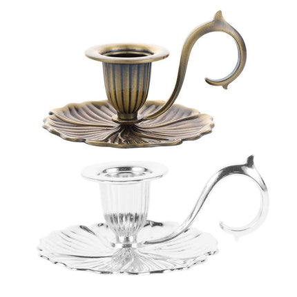 Retro Handheld Candlestick Holder European Style Candle Stand Metal Candlestick