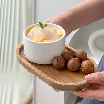 Wooden Oval Tray Multifunctional Dinner Plate Food Dish Ornaments Key Storage
