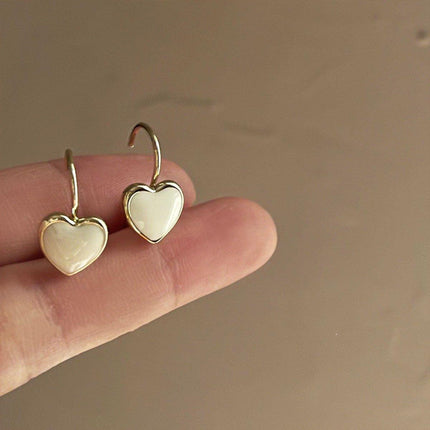 Stylish Milk White Earrings for Women Fashionable Simple Ear Studs and Hooks