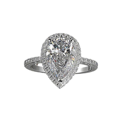 Sparkling Pear Shaped Zircon Cluster Ring Pear Shape Engagement Women Gift - Aimall