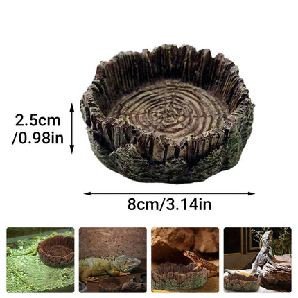Reptile Drinking Basin Resin Turtle Snake Lizard Feeding Dish Bowl Water Feeder