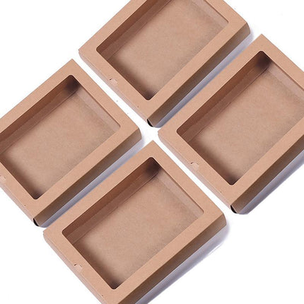 50PCS Kraft Paper Packing Box With Transparent PVC Window Drawer Display Gift Boxes Aimall