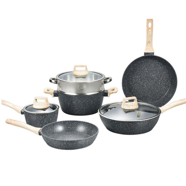 12pcs Maifan Stone Cookware Set Nonstick Steamer Fryer Stew Pot for Home Cooking
