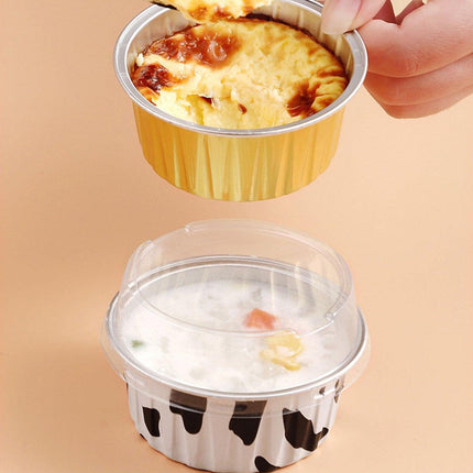 100Pcs Cake Tools Pudding Cake Aluminum Foil Baking Cups Cupcake Cup with Lids