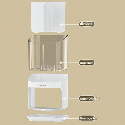 Wall Mounted Kitchen Chopsticks Storage Rack Drain Basket Holder Organizer Box