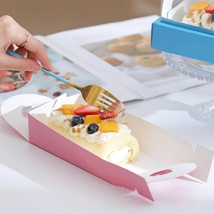 20pcs Transparent Long Cake Roll Packing Boxes Clear Dessert Bakery Containers