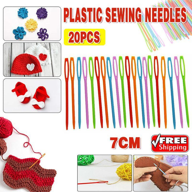 Mix Colour 20PCS Plastic Darning Threading Weaving Sewing Needles Great for Kids - Aimall