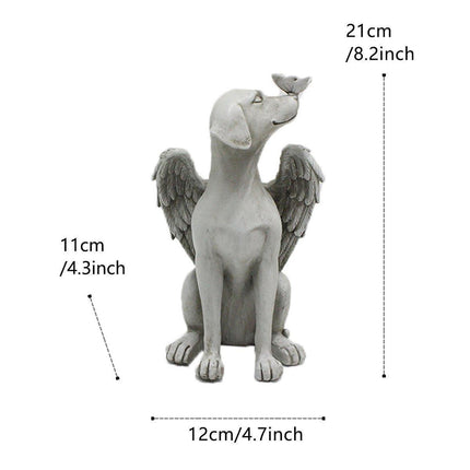 Angel Dog Statue Resin Pet Memorial Garden Dog Ornament Outdoor Animal Decor
