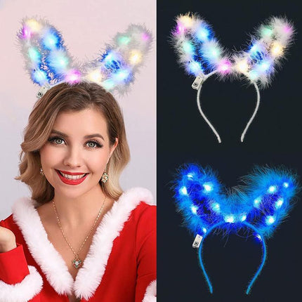 LED Bunny Ears/Angel/Pearl Headband Light Up Headpiece Cute Hair Accessory - Aimall