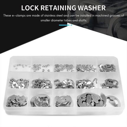120PCS Stainless Steel E-Clip Assortment Tool Kit Retaining Circlips 1.5-10mm - Aimall