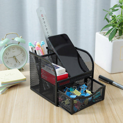 Desktop Pen Holder Honeycomb Grid Sticky Organiser Minimalist Office Organiser