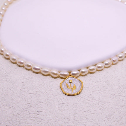Vintage Bohemian Floral Round Pendant Necklace Women Fashion Chain Jewelry