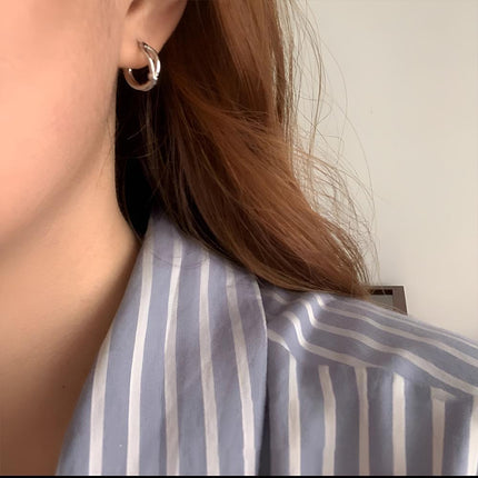 Knotted C-Shaped Double Layer Metal Earrings Alloy Fashion Jewelry for Women - Aimall