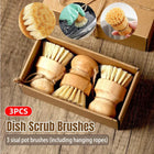 3pcs Dishwashing Brush Set Short Handle Pot Brush for Kitchen Cleaning Scrubbing