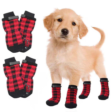 4pcs Christmas Pet Dog Socks Anti-Slip Warm Knit Socks for Small Medium Dog Cat