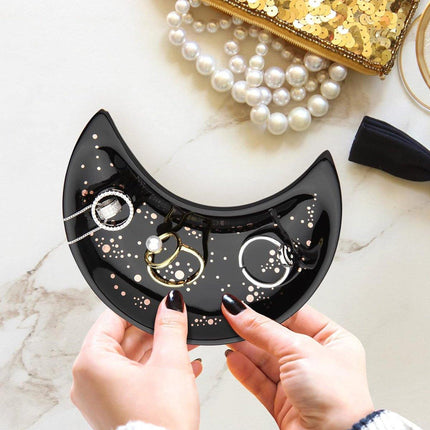 Moon Shaped Decorative Plate Fruit Tray Jewelry Storage Rack Dip Saucer for Home