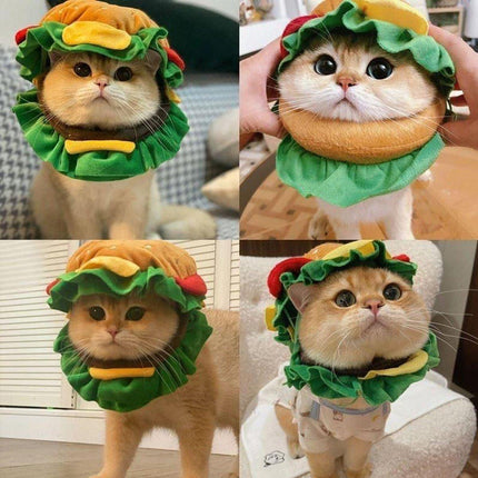 Cute Pet Hamburger Headgear Headdress for Dogs Cats Fun Costume Pet Accessory