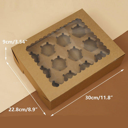 25Pcs Paper Cupcake Box with Window for Party Wedding Bakery Gift Packaging
