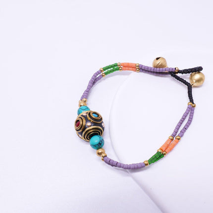 Ethnic Style Handmade Bracelet Color Stone Sky Bead Fashion Round Bead Bracelet