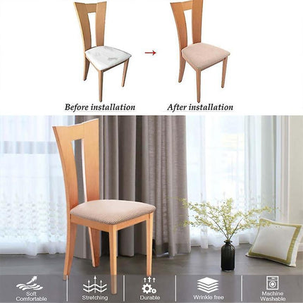 Stretch Dining Room Chair Seat Covers Slip Jacquard Removable Washable Slipcover - Aimall