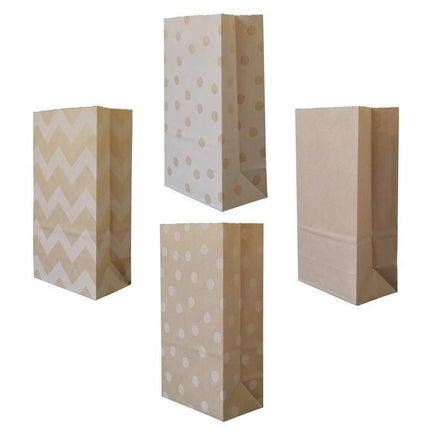 100PCS 4Styles Vintage Brown Kraft Paper Bags Food Bread Candy Favor Wedding Party Aimall