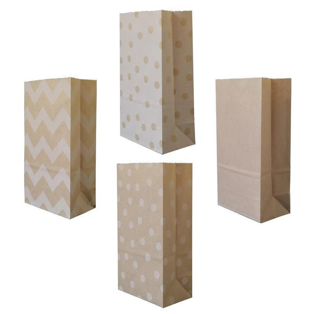 100PCS 4Styles Vintage Brown Kraft Paper Bags Food Bread Candy Favor Wedding Party Aimall