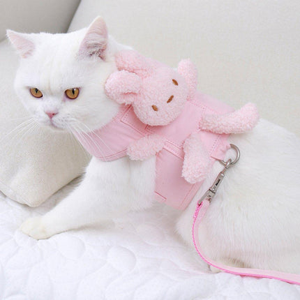 Kitten Dog Cat Walking Harness Lead Leash Collar Pet Vest Cute Rabbit Adjustable