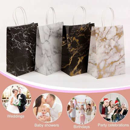 25PCS Marble Series Shopping Paper Bag Luxury Handbag Party Favor Gift Bags Set