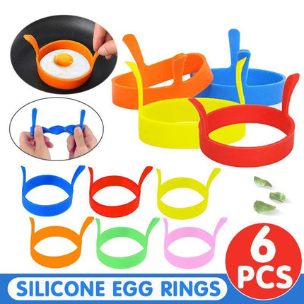 6PCS Silicone Egg Rings Non Stick Kitchen Baking Tools Pancake Handles - Aimall