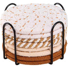 8PCS Round Cotton Woven Coaster Heat Resistant Thick Insulation Dining Table Mat
