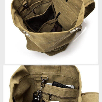 Large Capacity Travel Backpack for Men Outdoor Sports Bag Canvas Rucksack