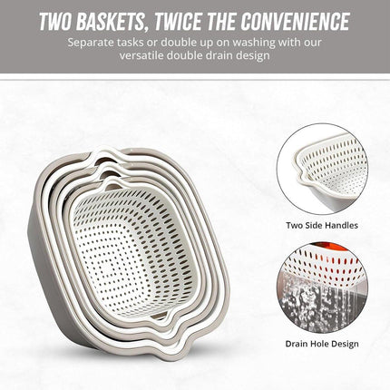 6pcs Multifunctional Drainage Basket for Fruits Vegetables Kitchen Household Use