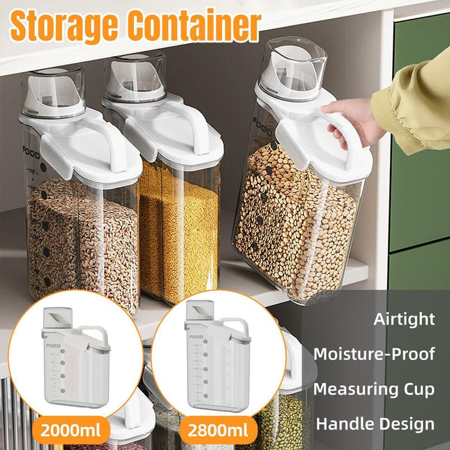 2Sizes Portable Transparent Grain Storage Jar Cat Food Rice Snack Tea Container