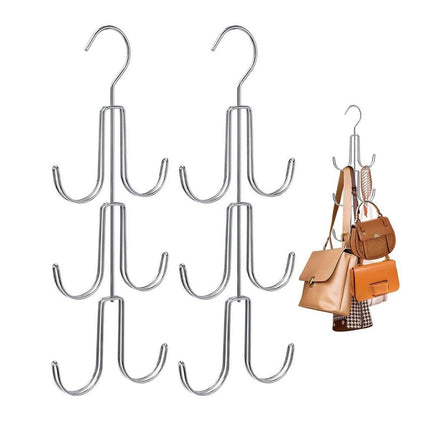 2X Purse Hanger Organizer for Closet Purses 6Storage Capacity Hook Wardrobe Rack