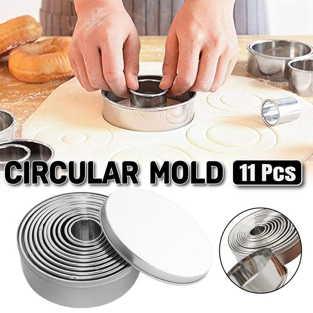 11X Metal Round Cookie Biscuit Cake Cutter Set Stainless Steel Pastry Cutter Tool