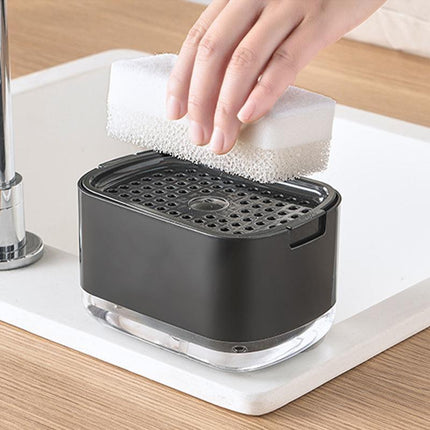 2in1 Soap Dispenser Pump Sponge Holder Countertop Dishwashing Liquid Container - Aimall