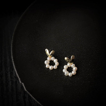 Retro Pearl Heart Earrings Simple Fashion Jewelry Romantic Accessory