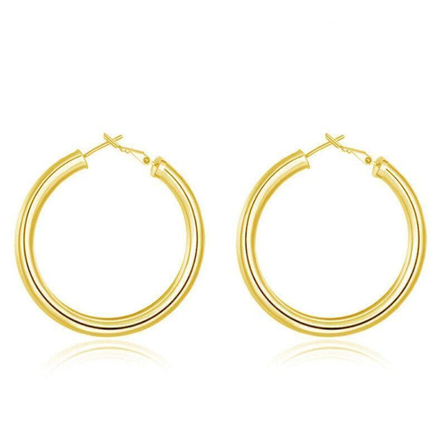 925 Sterling Silver Filled Women Elegant Round Hoop Earrings Stunning Gift