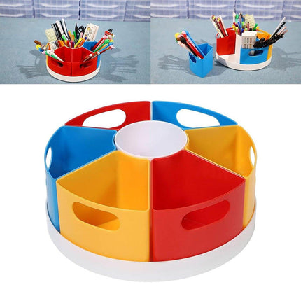 Rotating Pen Holder with Compartments Desk Organizer Office Stationery Storage