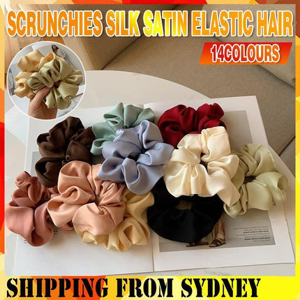 Large Scrunchies Silk Satin Elastic Hair Hair Bands Rope Tie Ponytail Accessory - Aimall