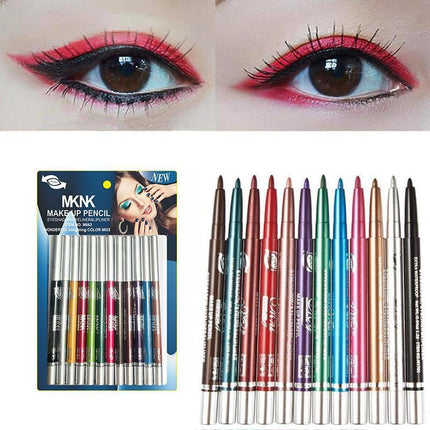 12 Colours Eyeliner Pencil Cosmetic Tool Makeup Pen Set Eye Shadow Glitter - Aimall