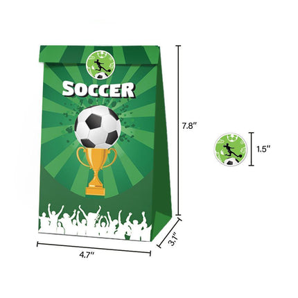 Fashion Football Sport Gift Bags Green Kraft Paper Sticker Set Party Favor Bags