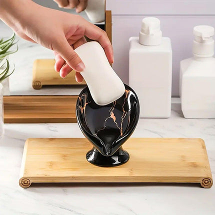 Light Luxury Ceramic Soap Dish Drainage Soap Holder Household Soap Storage Box