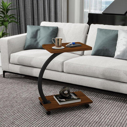 Movable Coffee Side Table Laptop Desk Bedside Sofa Tea End Table Wooden Metal