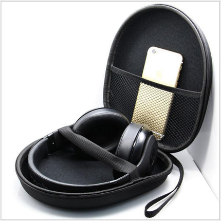 Earphone Case Headset Hard Carrying Box Headphone Storage Bag Black Universal - Aimall